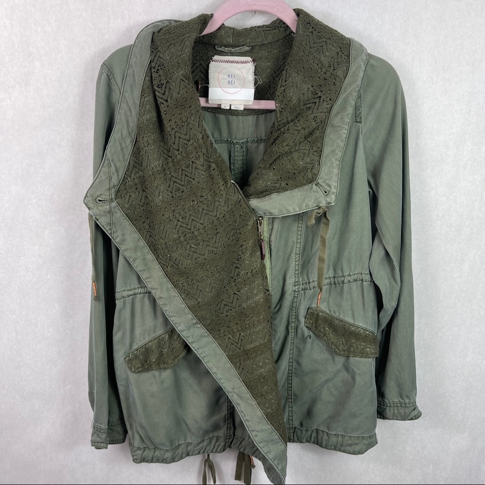 Hei Hei Anthropologie Etta Anorak Green Zip Jacket